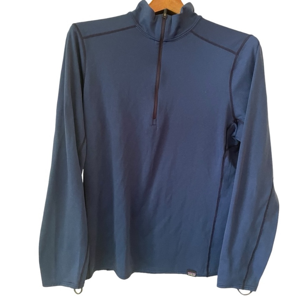 Patagonia Capilene Midweight Polartec 1/4 Zip Baselayer Royal Blue Shirt Medium
